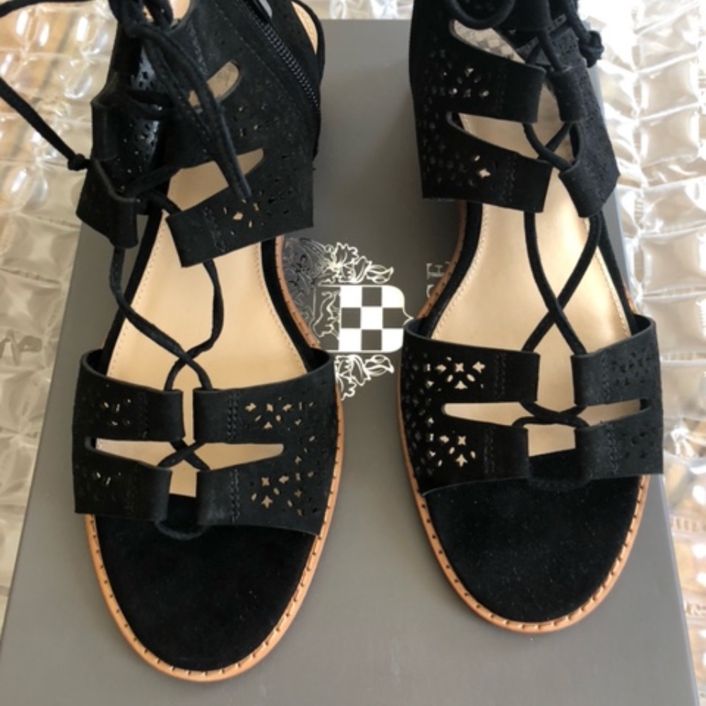 NEW Vince Camuto Retana Black Suede Sandals 8.5M